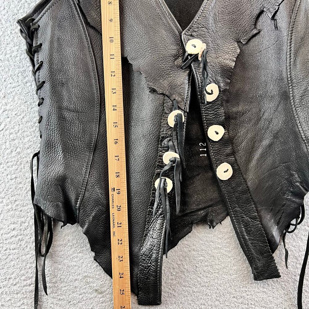 Black Leather Corset Lace Up Renaissance Pirate size S - Picture 5 of 7